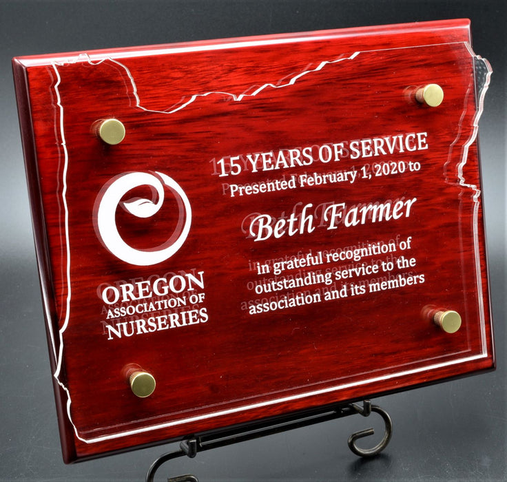 Oregon Acrylic  Floating Plaque on Rosewood Piano Finish