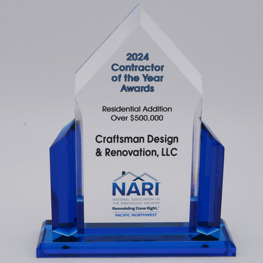 Peak Acrylic Award with Vertical Blue Accents