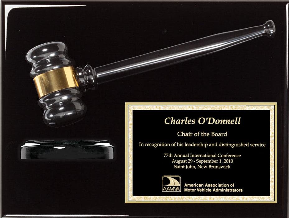 9"X12" Black Piano Finish Gavel Plaque