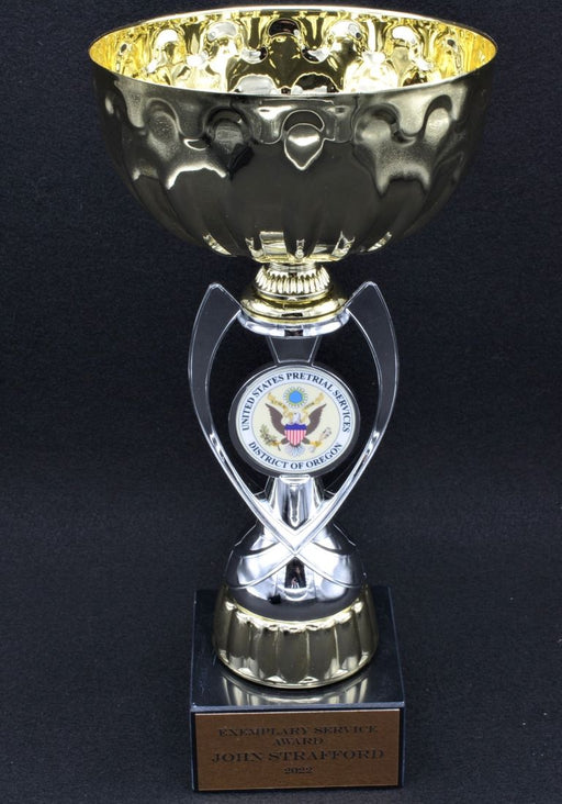 Gold / Silver Armed Trophy Cup with 2 inch insert