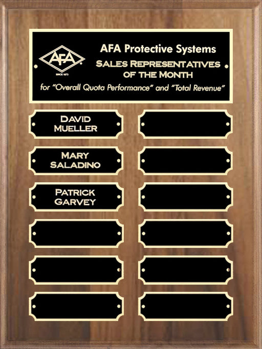 Rosewood Piano Finish 12 Plate Black Brass Perpetual Plaque
