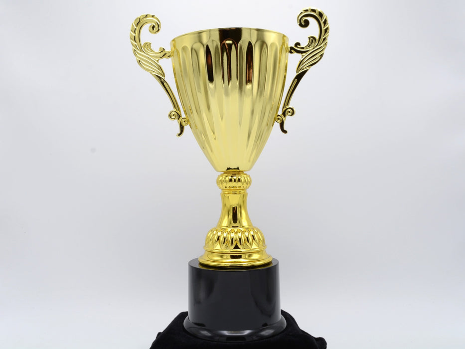 Gold Metal Cup Trophy on Plastic Base