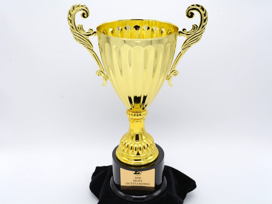 Gold Metal Cup Trophy on Plastic Base