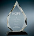 Diamond facet crystal award mounted to black pedestal base