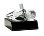 Clear Crystal Golf Ball & Club on Black Pedestal Base