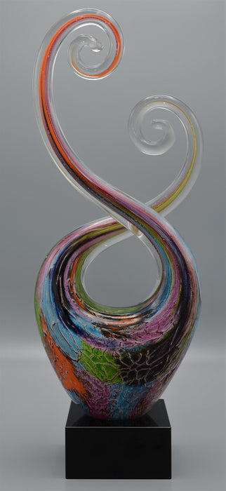 Multi-Color Twist Art Glass Award with Black Glass Base