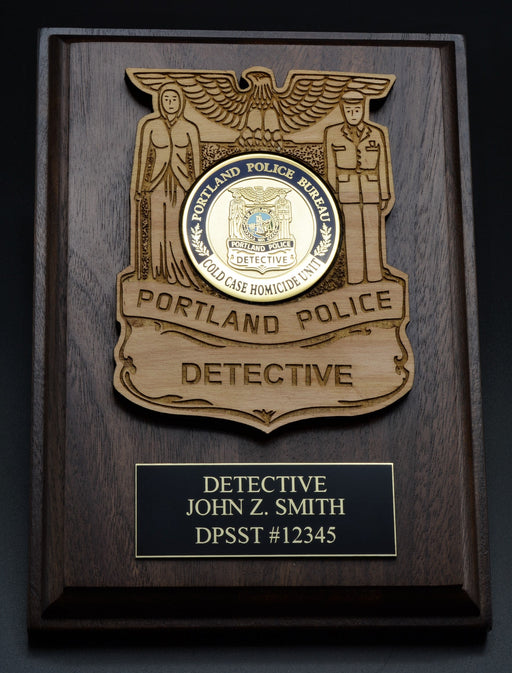 Portland Police Challenge Coin Holder with Title in Badge Banner