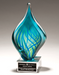 Blue and Green Twist Art Glass on Clear Glass Base