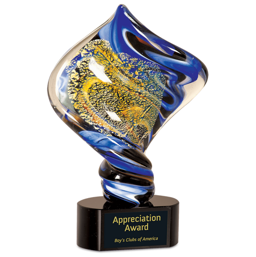 Diamond Twist Art Glass Award with Black Glass Base