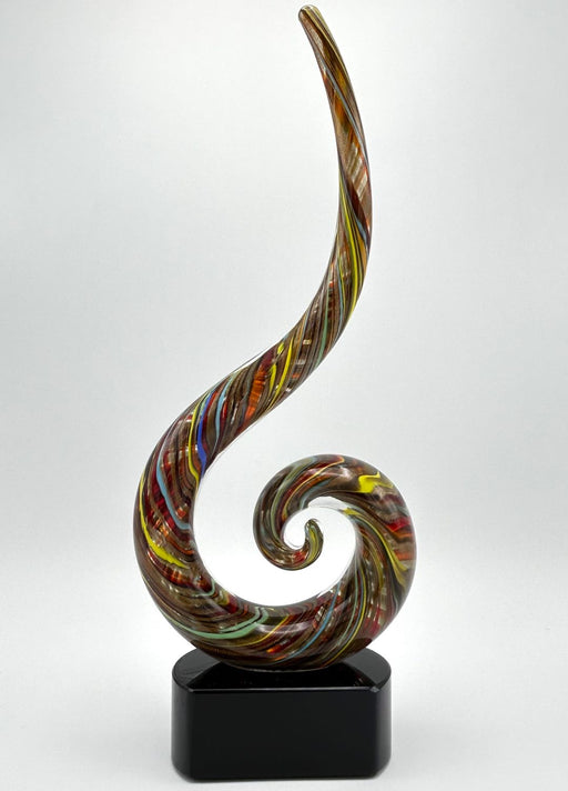 Color Swoop Art Glass Award with Black Glass Base