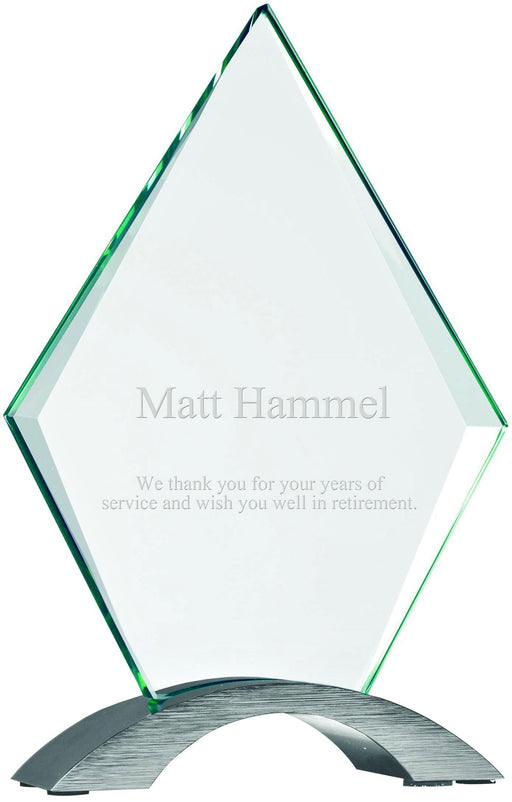 Diamond Cosmic Glass Award on Silver Aluminum Base