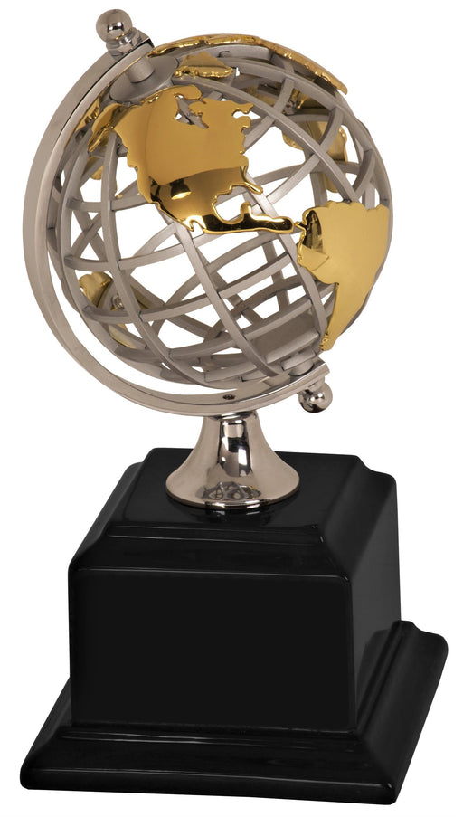  Gold / Silver Globe Award on Black Piano Finish base