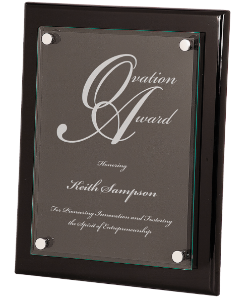 Black Finish Floating Glass Plaque
