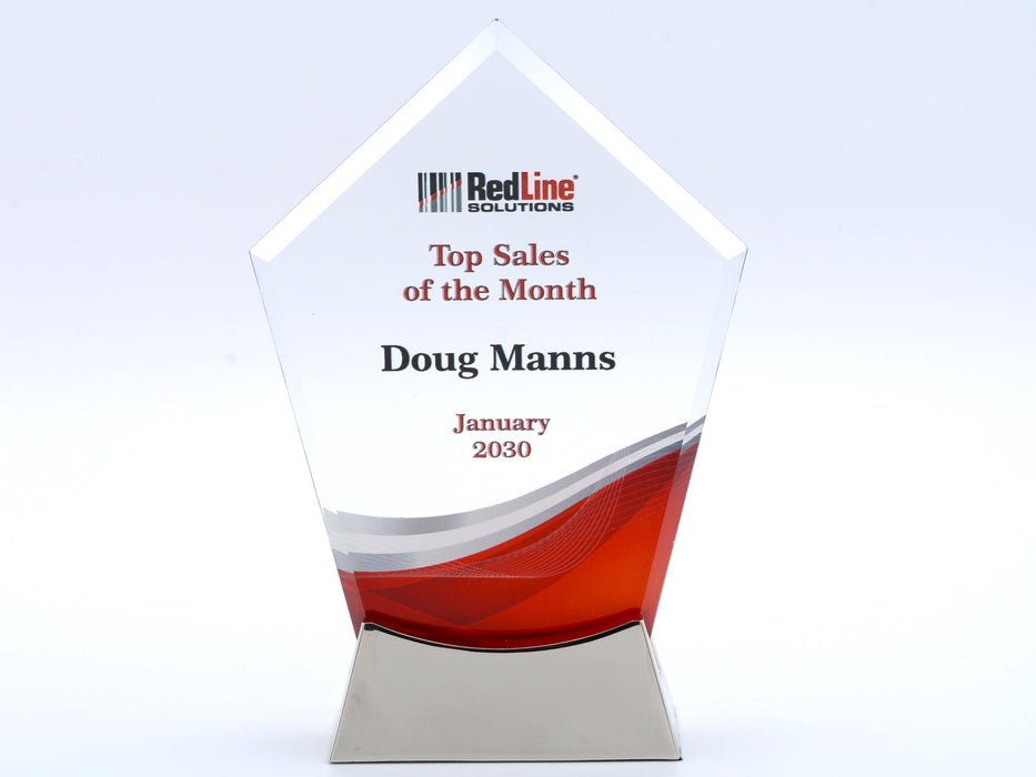 Peak Bevel Edge Glass Award in Full Metal Base