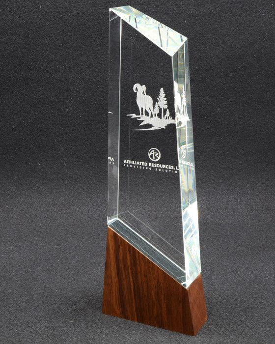 Peak Sierra Glass Award with Walnut Base