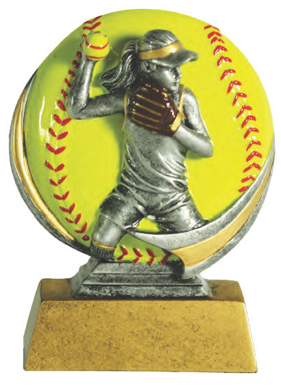 Softball Colored Resin Trophy Female