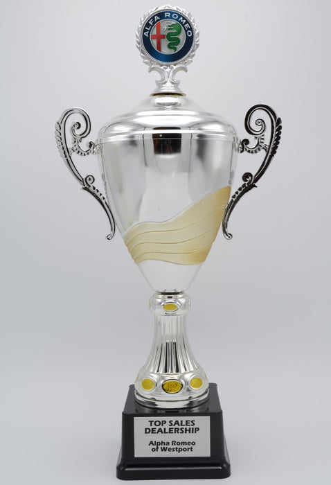 Silver Metal Trophy Cup with Gold Wave