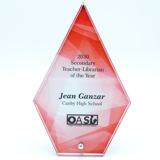 Glass Arrowhead Award with pin back standup