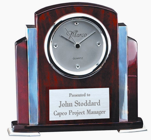 ROSEWOOD PIANO FINISH CLOCK WITH ALUMINUM ACCENT