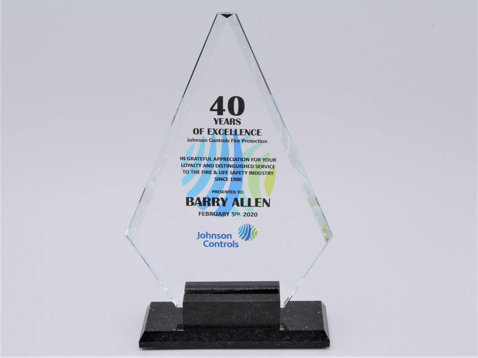 Removeable Glass Insert Glass Diamond in Granite Base with Removable Glass Insert — Chucks Awards