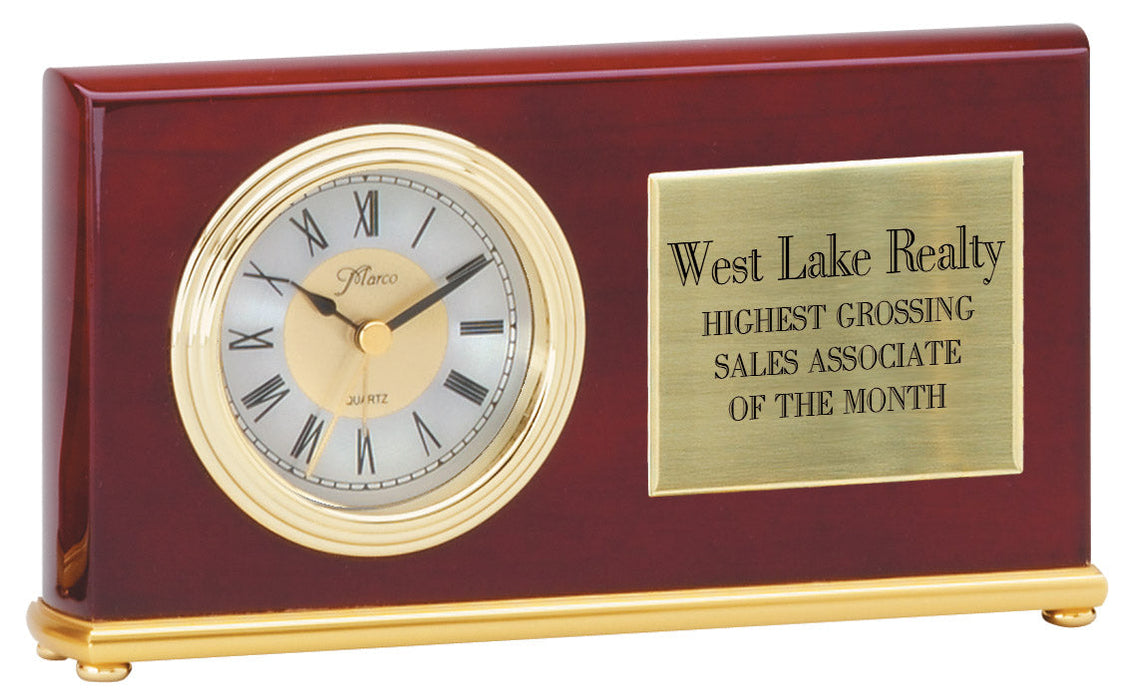 Horizontal Rosewood Finish Desk Clock