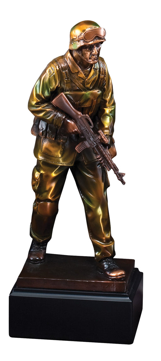 Military resin Standing Trophy with rifle down