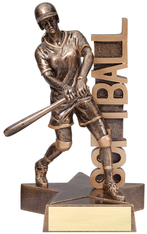 Softball Female Figure Trophy with Sport Name vertically