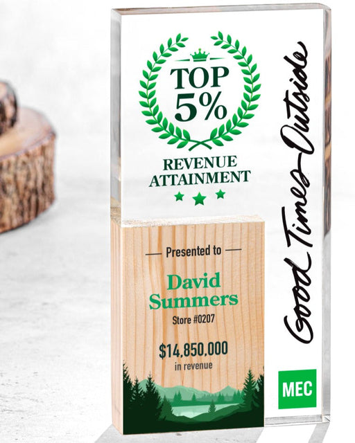 Solid wood and Acrylic Combination Rectangle Award