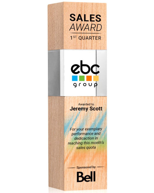 Solid wood tower with acrylic middle