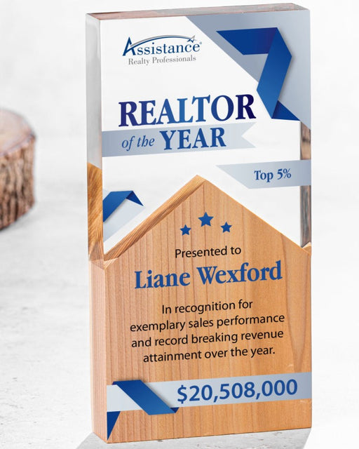 Solid wood peak and Acrylic Combination Rectangle Award