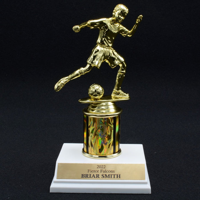 Boy Junior Soccer Trophy with 2" Column