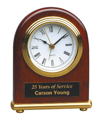 4" x 5" Rosewood Piano Finish Arch Desk Clock