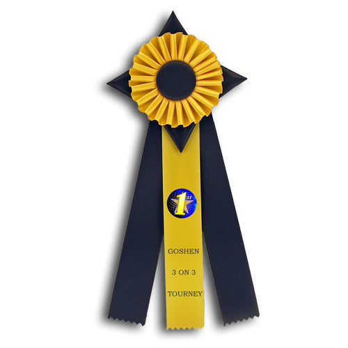 Custom Rosette Ribbon, Three Streamer