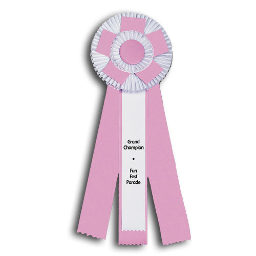 Custom Rosette Ribbon, Three Streamer