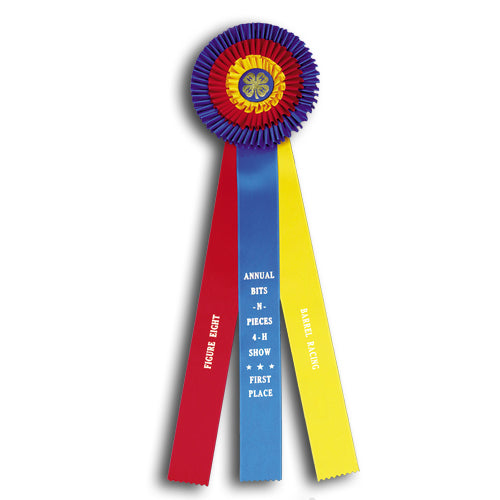 Custom Rosette Ribbon, Three Streamer