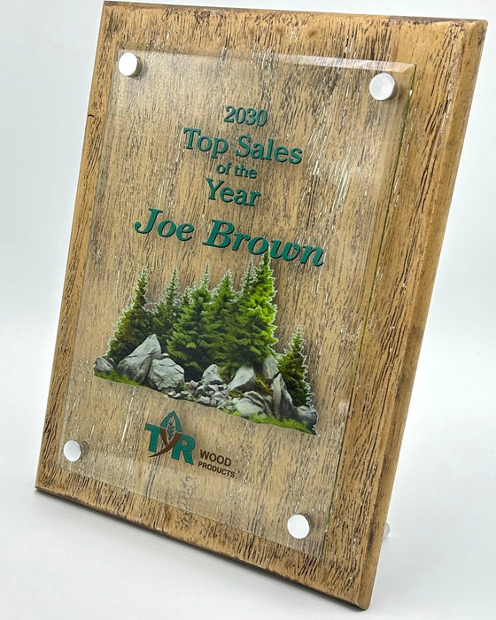 Barnwood Floating Glass Plaque