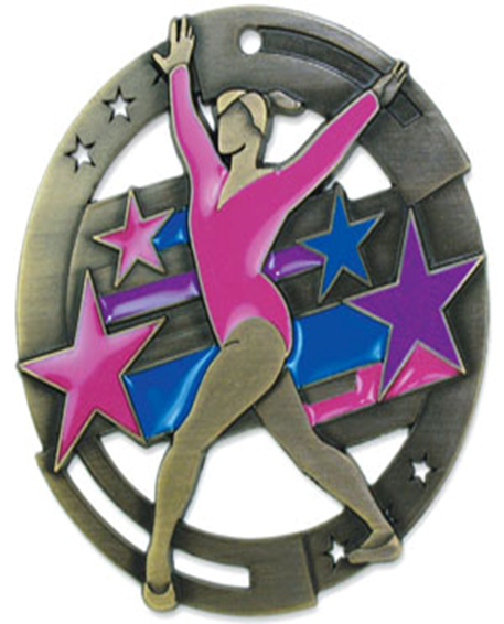 2-3/4" Gymnastics Color Enamel M3XL Medals