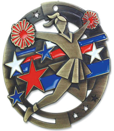 2-3/4" Cheer Color Enamel M3XL Medals