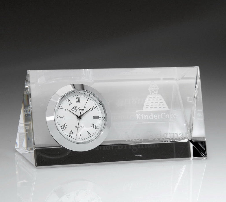 Triangle Wedge Crystal Clock