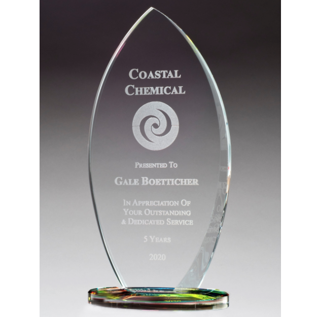 Arrowhead Shaped Clear Glass Award on Prism-Effect Oval Base