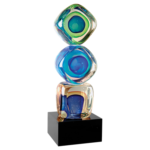 Stacked Blocks Art Glass Award with Square Black Glass Base