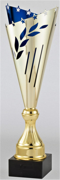 Gold / Blue Trophy Cup with star & leave cutouts