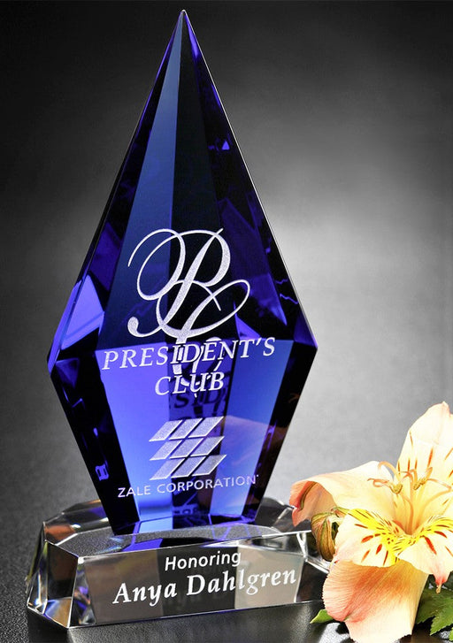 Half-Cut Diamond Azurite Crystal Award