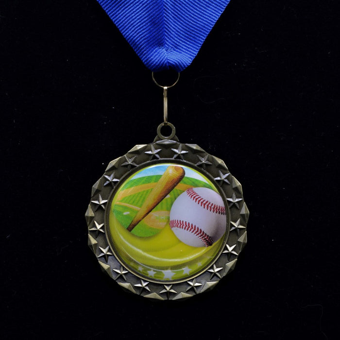 Baseball Star Medal with Colored Dome