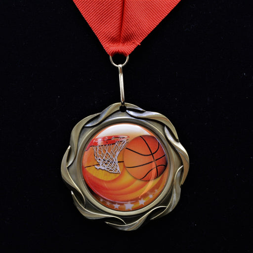 Basketball Fusion Medal with Colored Dome Insert