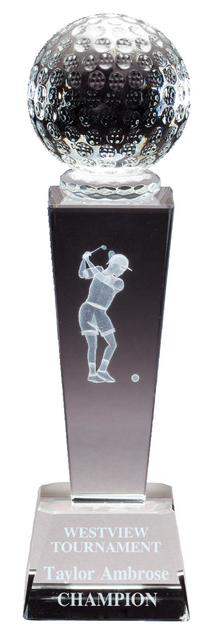 Golf Crystal SPORT TOWER Trophy, 3D Female image 