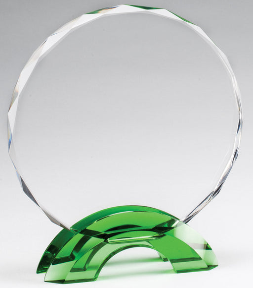 Circle Crystal Award on Double Green Arch Base