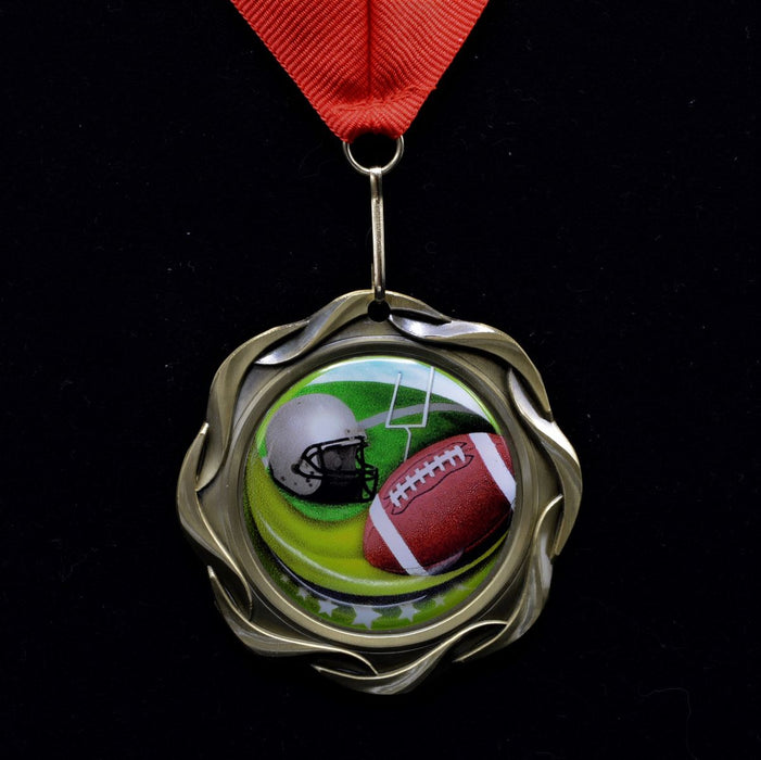 Football Fusion Medal with Colored Dome Insert