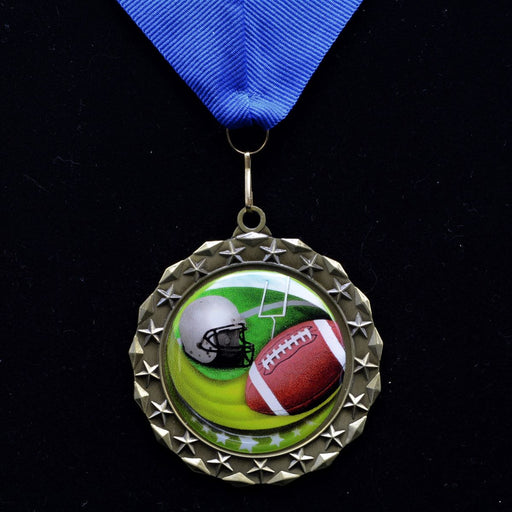 Football Star Medal with Colored Dome Insert