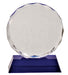Round Faceted Crystal Award on Blue Pedestal Base